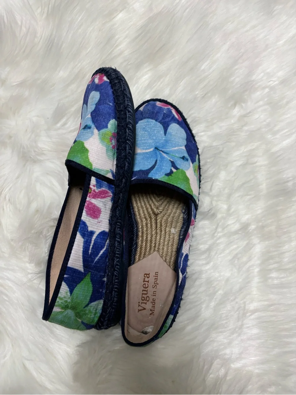 Blue Floral Espadrille Slip-Ons‎
